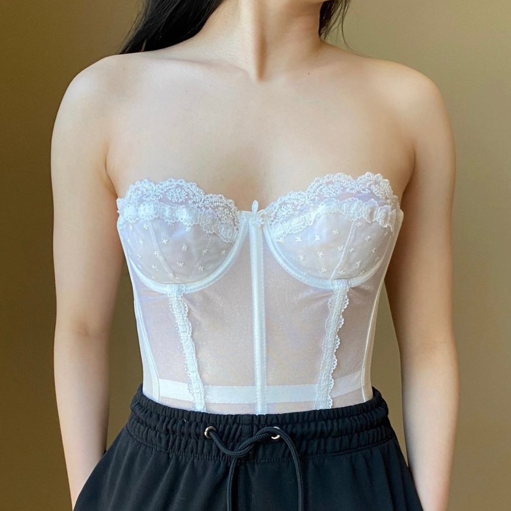 Vintage 1974 May Can White Bustier Corset Size 34 Strapless - Picture 2 of 4